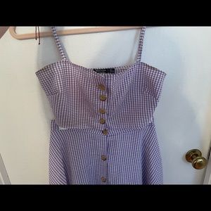 Purple checker print skirt and top